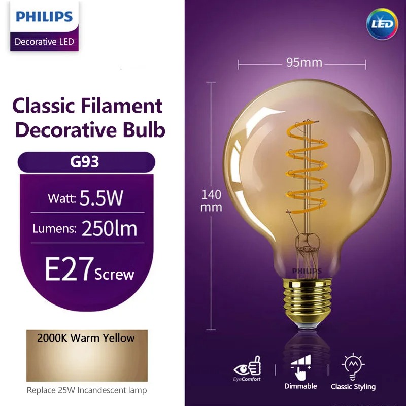 Philips Bulb Led Classic - Светодиодная лампа Philips G93 Classic Filament,