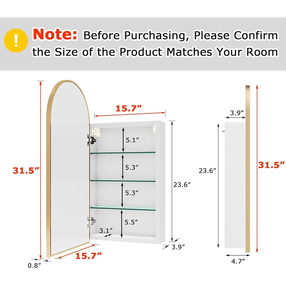 Роскошный арочный золотой зерк – обзор и цена Bathroom Cabinet Mirror